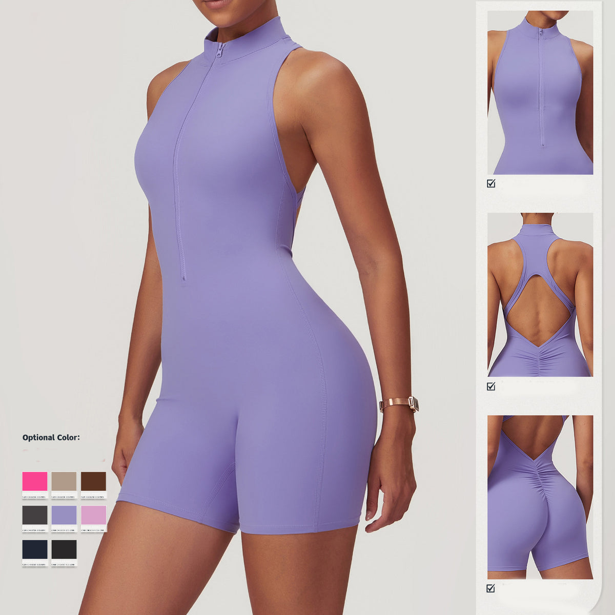 Combinaison de yoga zippée pour femme