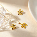 Parure Bijoux Fleur Dorée – Collier et Boucles d'Oreilles